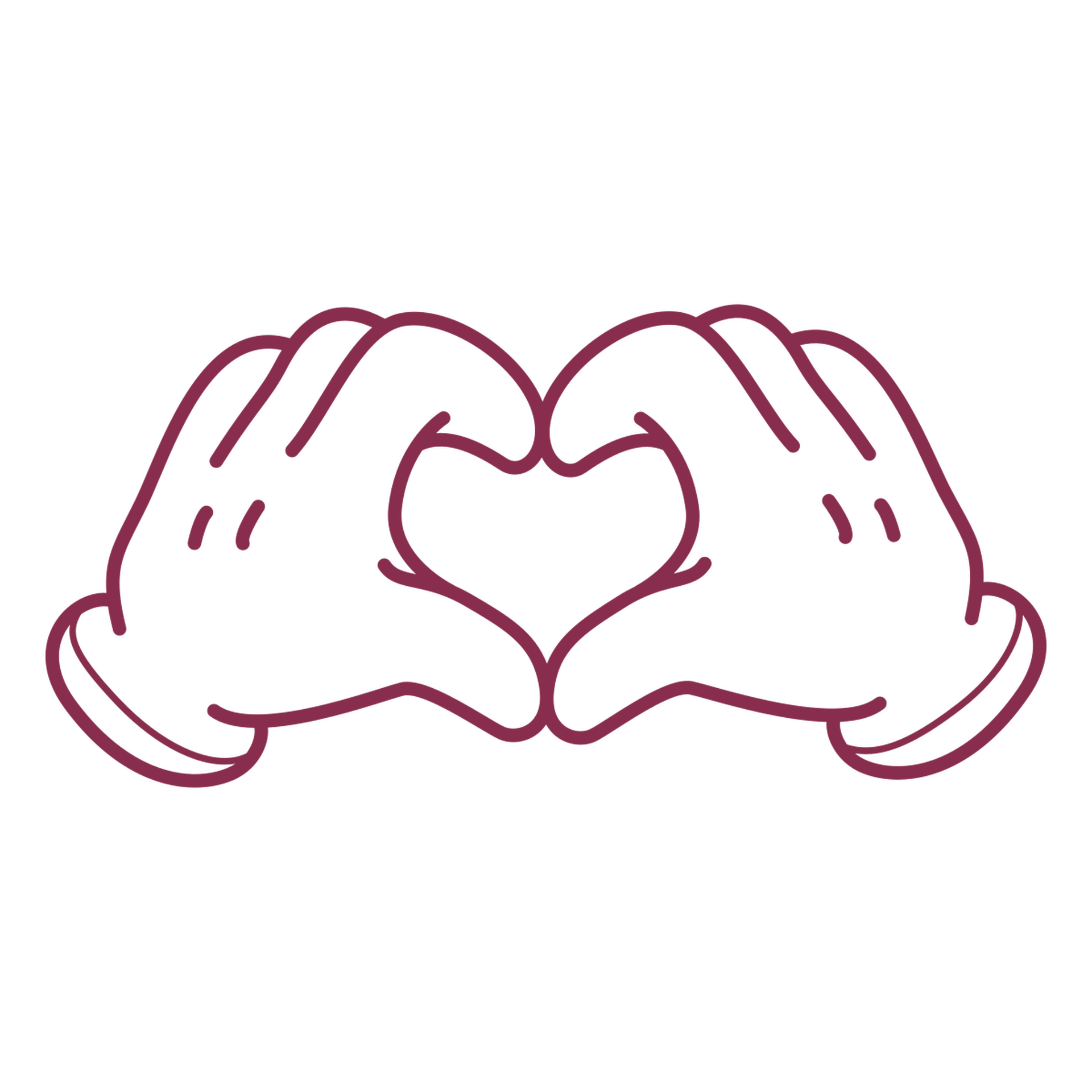 Cartoon Hands Forming Heart Stroke PNG & SVG Design For T-Shirts