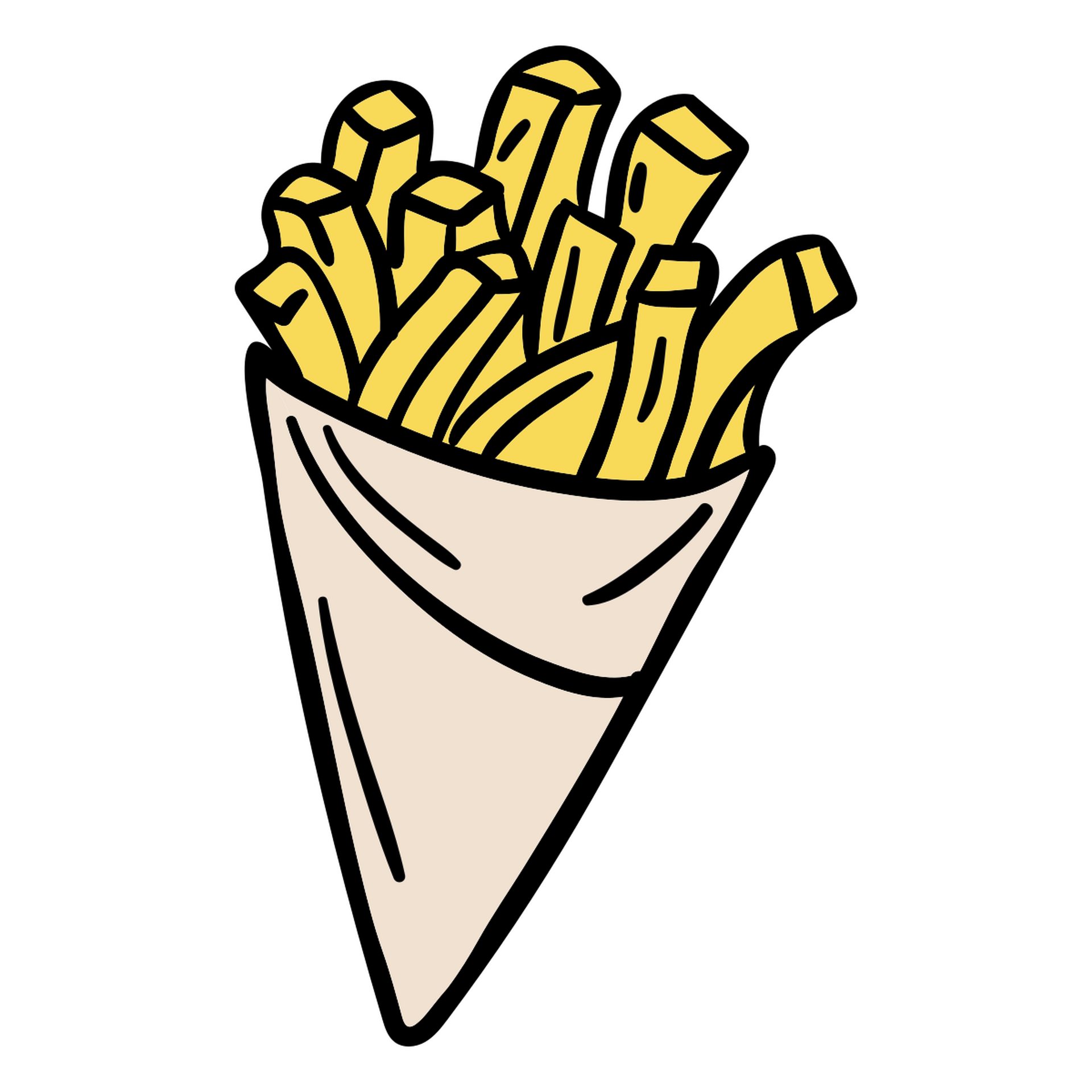 Diseño PNG Y SVG De Papas Fritas De Cono De Papel Dibujado A Mano Para  Camisetas